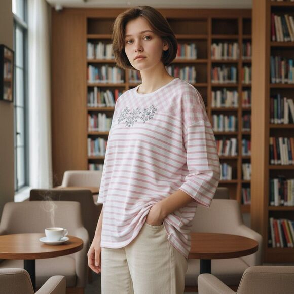 Kim Rogers Tops - Kim Rogers Curvy Pink White Top Snowflakes Perfectly Soft Cozy Women's Size 3X